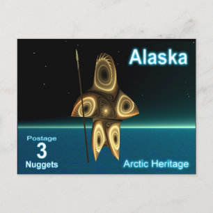 Fractal Inuit Hunter - Alaska Postage Briefkaart