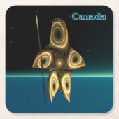 Fractal Inuit Hunter - Canada Vierkante Kartonnen Onderzetter (Voorkant)