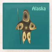 Fractal Inuit Hunter Glazen Onderzetter (Voorkant)