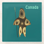 Fractal Inuit Hunter Glazen Onderzetter (Voorkant)