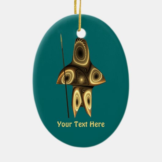 Fractal Inuit Hunter Keramisch Ornament (Achterkant)