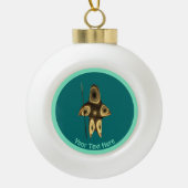 Fractal Inuit Hunter Keramische Bal Ornament (Voorkant)