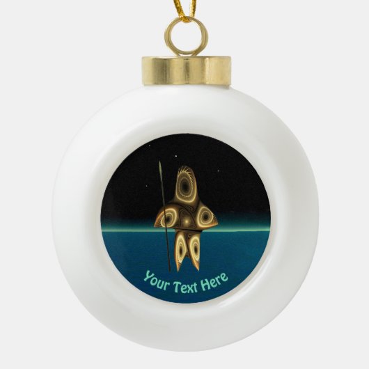 Fractal Inuit Hunter Keramische Bal Ornament (Voorkant)