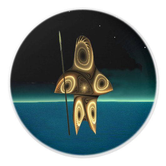 Fractal Inuit Hunter Keramische Knop (Voorkant)