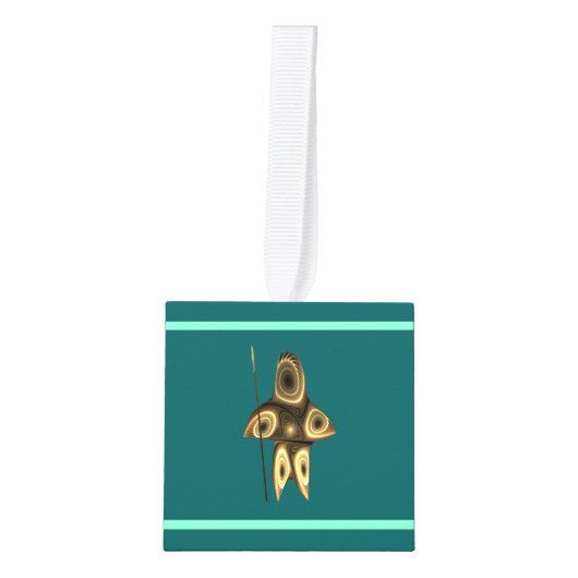 Fractal Inuit Hunter Kubus Ornament (Voorkant)
