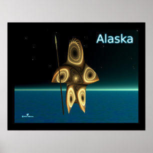 Fractal Inuit Hunter Poster