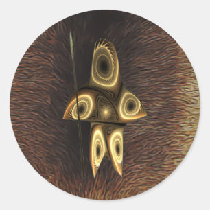 Fractal Inuit Hunter Ronde Sticker