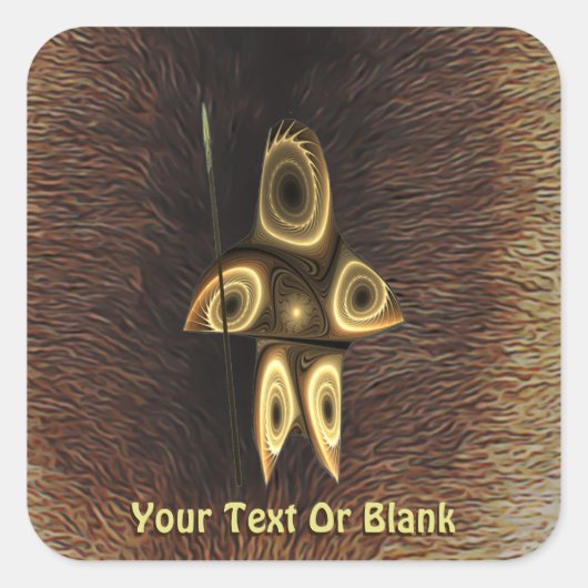 Fractal Inuit Hunter Vierkante Sticker (Voorkant)