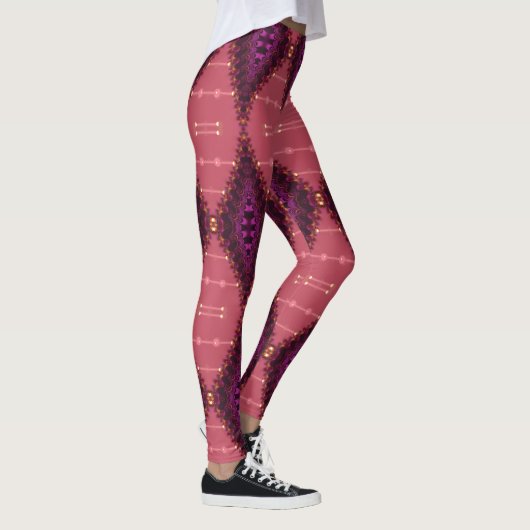 Fractal Lace Paarse + Earth Roze Leggings ★ Psydef (Rechts)