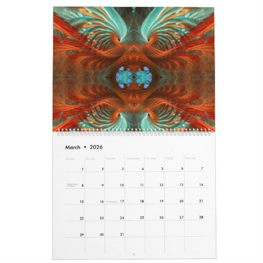 Fractal Mandala Artistry 12 mois Calendrier mural (Mar 2026)