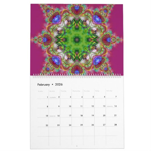 Fractal Mandala Artistry 12 mois Calendrier mural (Feb 2026)