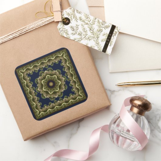 Fractal mandala fairy framed ornament vierkante sticker (Geschenken)