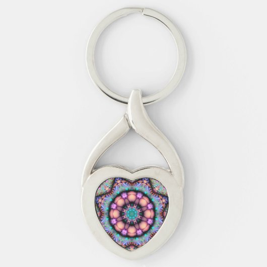 Fractal Mandala Floral Psychedelic Sleutelhanger (Voorkant)