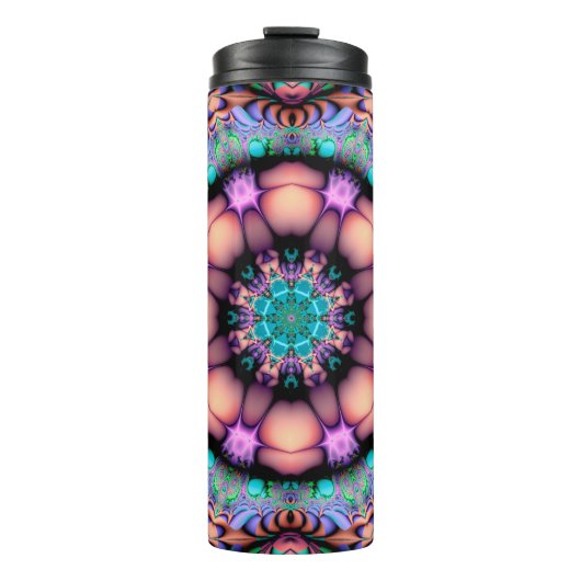 Fractal Mandala Floral Psychedelic Thermosbeker (Voorkant)
