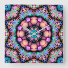 Fractal Mandala Floral Psychedelic Vierkante Klok