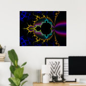 Fractal Mandelbrot Electric Night Poster (Thuiskantoor)