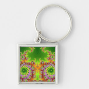 Fractal met groene ogen sleutelhanger