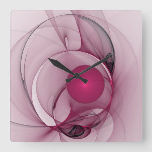 Fractal, moderne Abstracte Berry roze kunst Vierkante Klok
