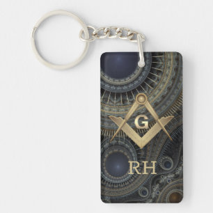 Fractal Monogrammed Masonic Sleutelhanger