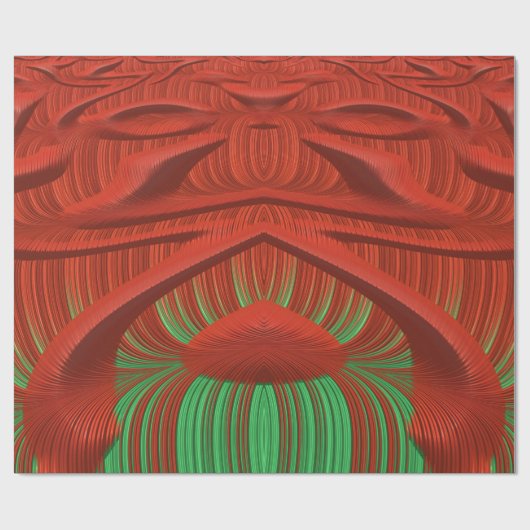 ~ Fractal Pattern Red Green ~ Kerstmis ~ Cadeaupapier (Vlak)