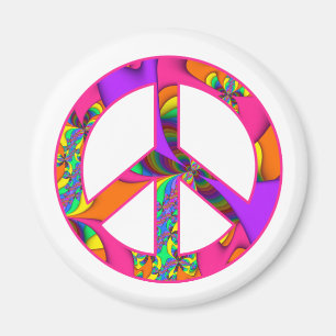 Fractal Peace Sign Color Me Bright Magnet Magneet