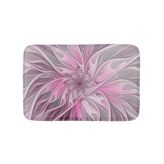 Fractal Pink Flower Dream, Floral Fantasy Pattern Badmat (Voorkant)