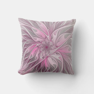 Fractal Pink Flower Dream, Floral Fantasy Pattern Buitenkussen