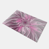 Fractal Pink Flower Dream, Floral Fantasy Pattern Deurmat (Schuin)