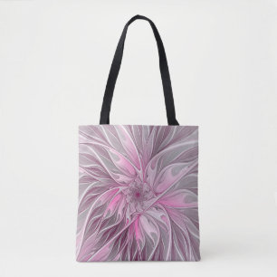 Fractal Pink Flower Dream, Floral Fantasy Pattern Draagtas