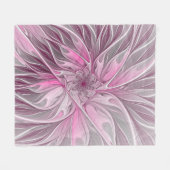 Fractal Pink Flower Dream, floral Fantasy Pattern Fleece Deken (Voorkant (Horizontaal))