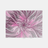 Fractal Pink Flower Dream, floral Fantasy Pattern Fleece Deken (Voorkant (Horizontaal))