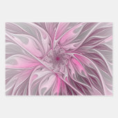 Fractal Pink Flower Dream, floral Fantasy Pattern Inpakpapier Vel (Voorkant 3)