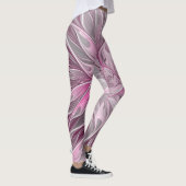 Fractal Pink Flower Dream, Floral Fantasy Pattern Leggings (Rechts)