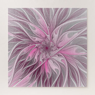 Fractal Pink Flower Dream, Floral Fantasy Pattern Legpuzzel