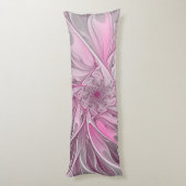 Fractal Pink Flower Dream, Floral Fantasy Pattern Lichaamskussen (Achterkant (Verticaal))