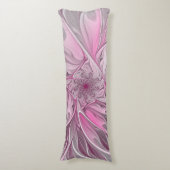 Fractal Pink Flower Dream, Floral Fantasy Pattern Lichaamskussen (Voorkant Verticaal)