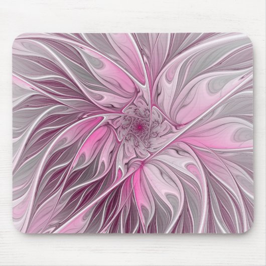 Fractal Pink Flower Dream, Floral Fantasy Pattern Muismat (Voorkant)