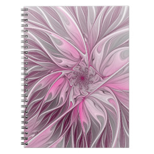Fractal Pink Flower Dream, Floral Fantasy Pattern Notitieboek