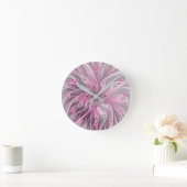 Fractal Pink Flower Dream, floral Fantasy Pattern Ronde Klok (Huis)