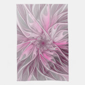 Fractal Pink Flower Dream, Floral Fantasy Pattern Theedoek (Verticaal)