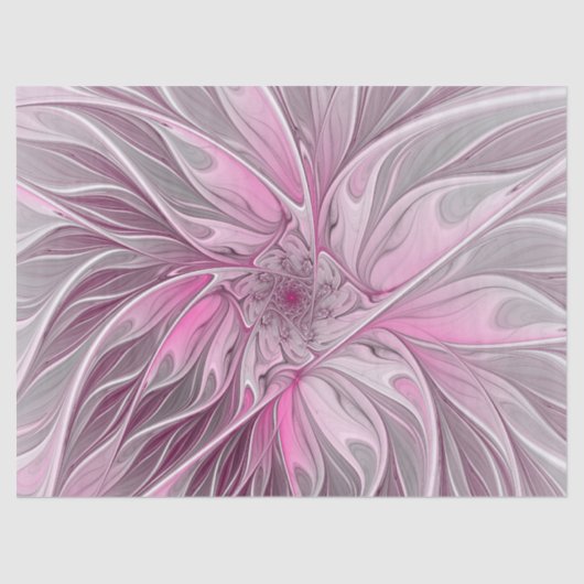 Fractal Pink Flower Dream, Floral Fantasy Pattern Tissuepapier (Voorkant)