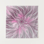 Fractal Pink Flower Dream, Floral Fantasy Pattern Wandkleed (Voorkant (horizontaal))