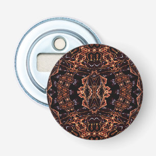 Fractal psychedelische vlammen flesopener button flesopener