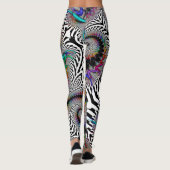 Fractal Rainbow Spiral Black White Abstract Leggings (Achterkant)