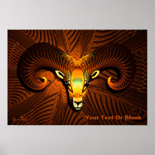 Fractal Ram's hoofd Poster