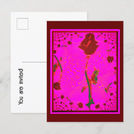 Fractal Red Rose Invitation Briefkaarten