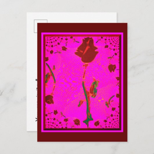 Fractal Red Rose Invitation Briefkaarten (Voorkant / Achterkant)