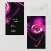 FRACTAL ROOS 3 felroze paarse violet zwart Visitekaartje (Voorkant / Achterkant)