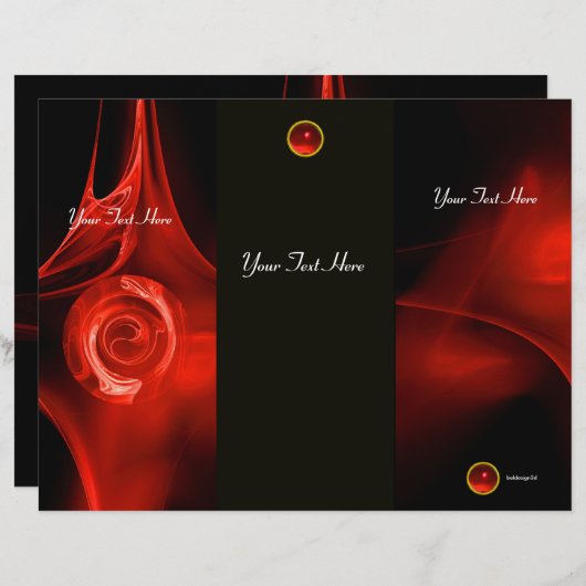 FRACTAL ROSE rouge vif noir 3 pli brochure (Devant / Derrière)