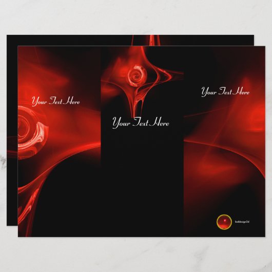 FRACTAL ROSE rouge vif noir 3 pli brochure (Devant / Derrière)